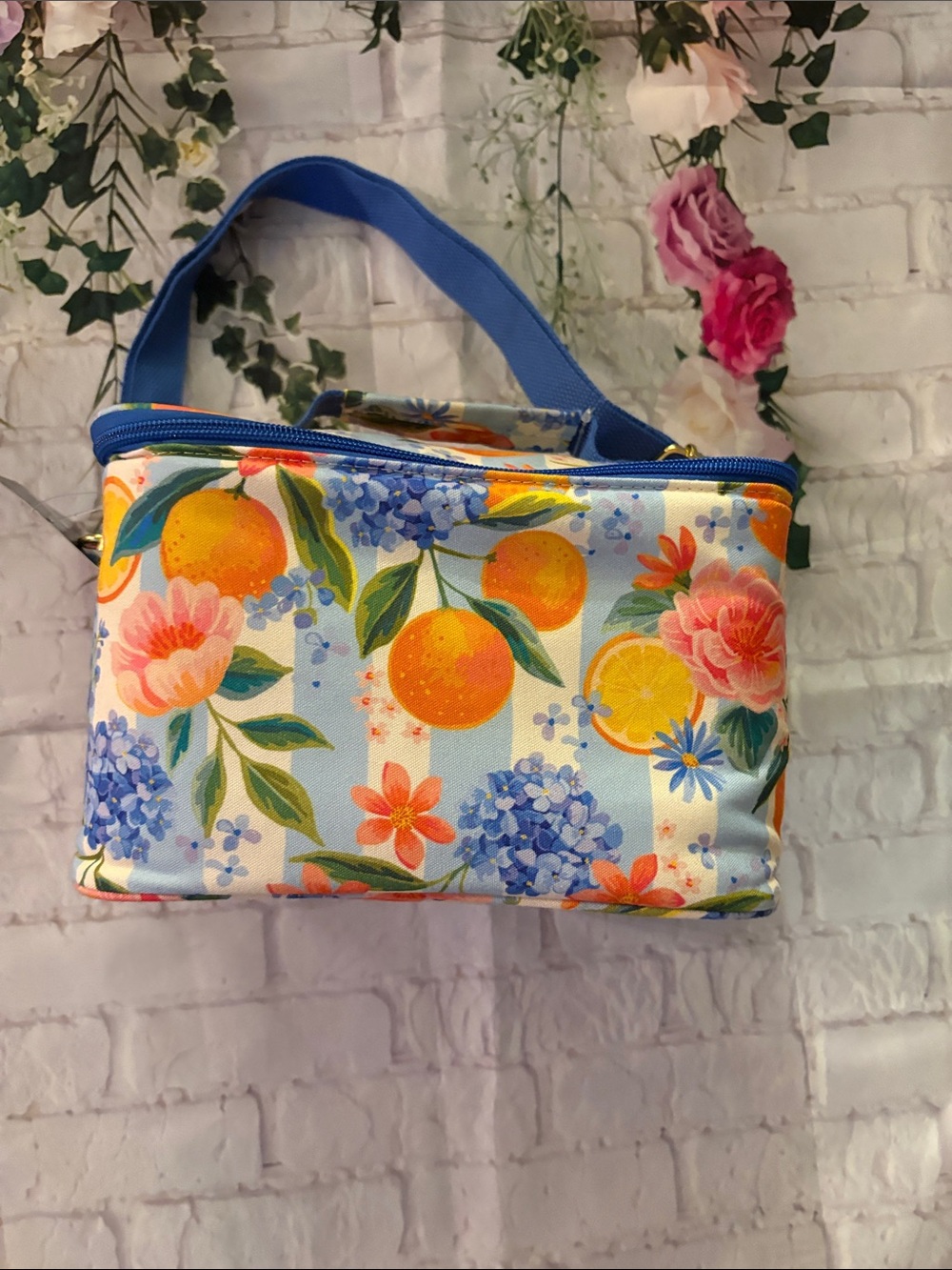 Blue Floral & Citrus Insulated Lunch Tote